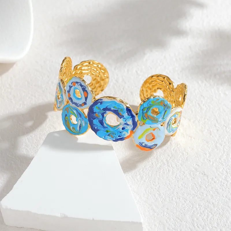 Gold Geometric Stainless Steel Bangle B Style