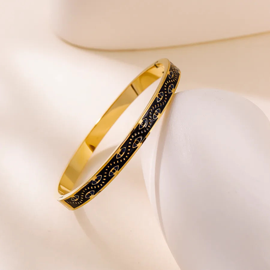 Minimalist Titanium Steel Bracelet with Diamond Inlay