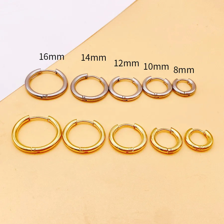 Men's Stainless Steel Round Hoop Earrings