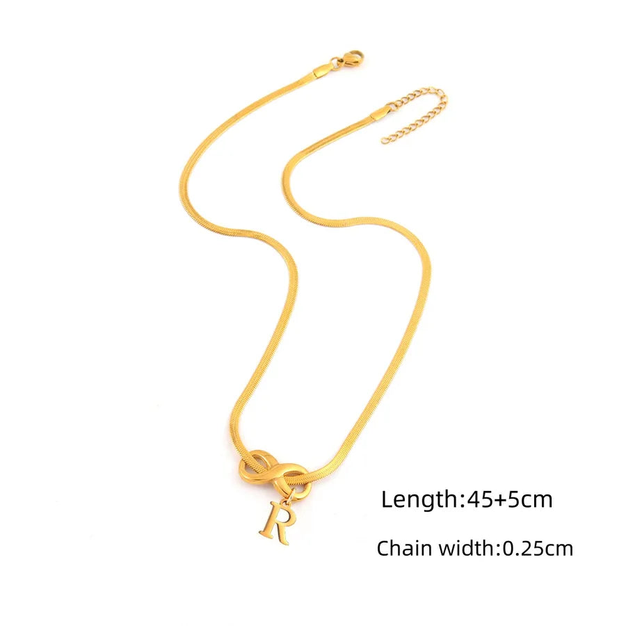 18K Gold Plated Infinity Letter Pendant Necklace Gold R