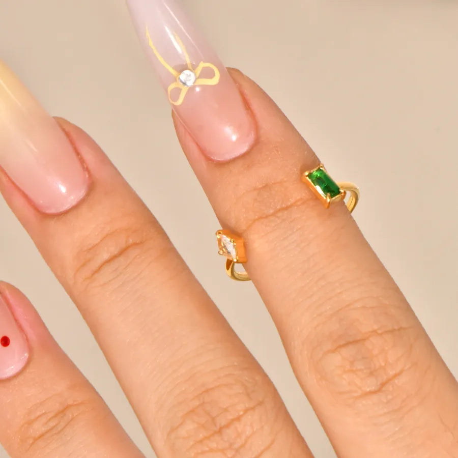 Gold Plated Geometric Zircon Ring