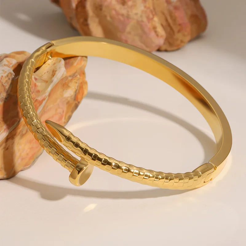 18K Gold Plated Stainless Steel Geometric Bangle