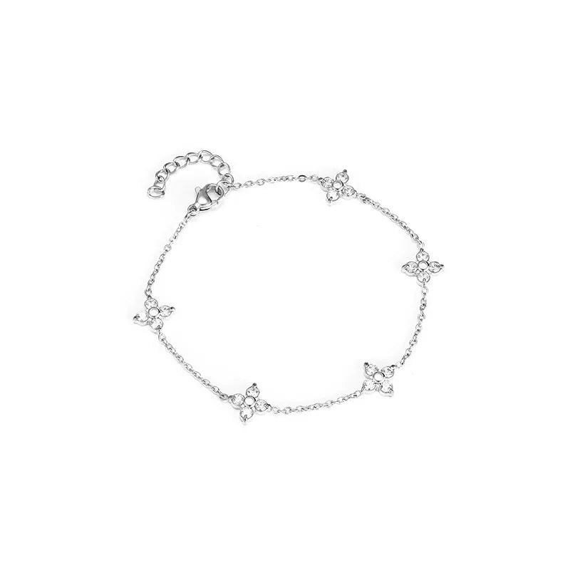 Four Leaf Clover Starry Sky Bracelet B0001S Steel Color Four-leaf Clover Bracelet