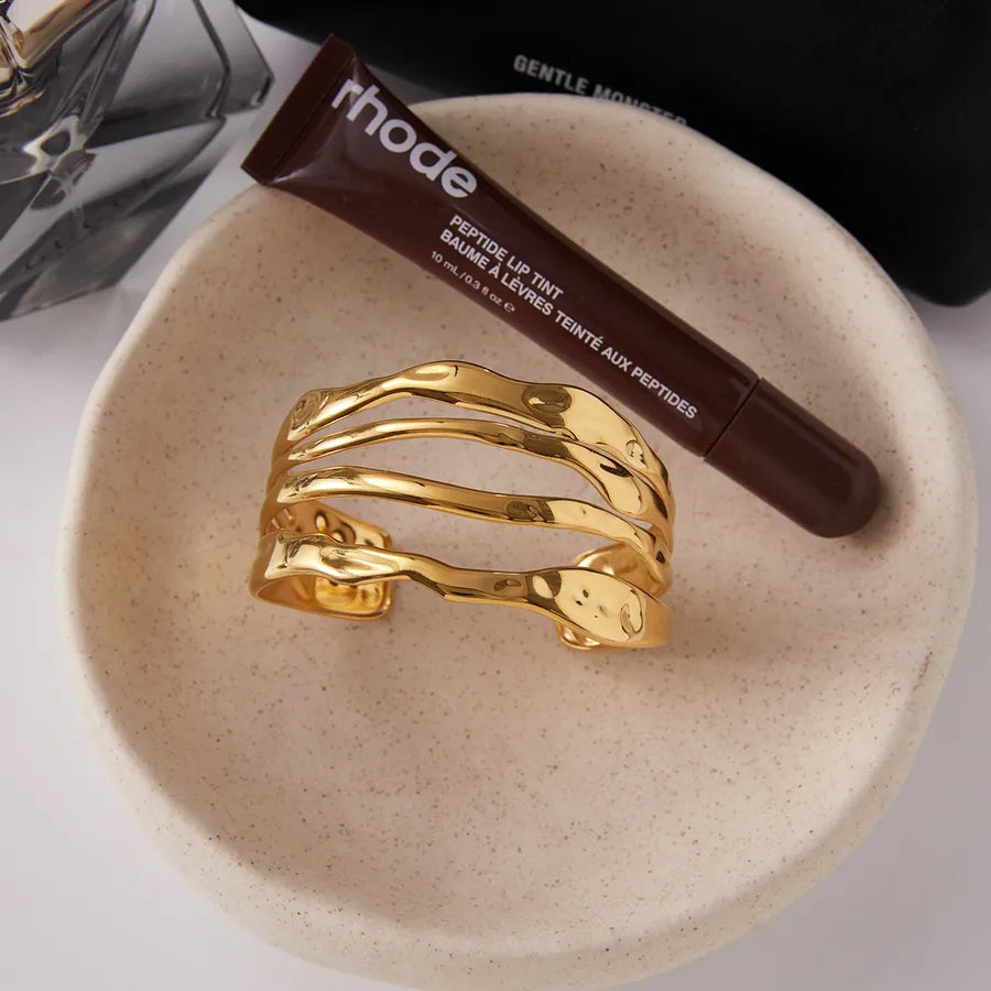 18K Gold Plated Stainless Steel Open Cuff Bracelet