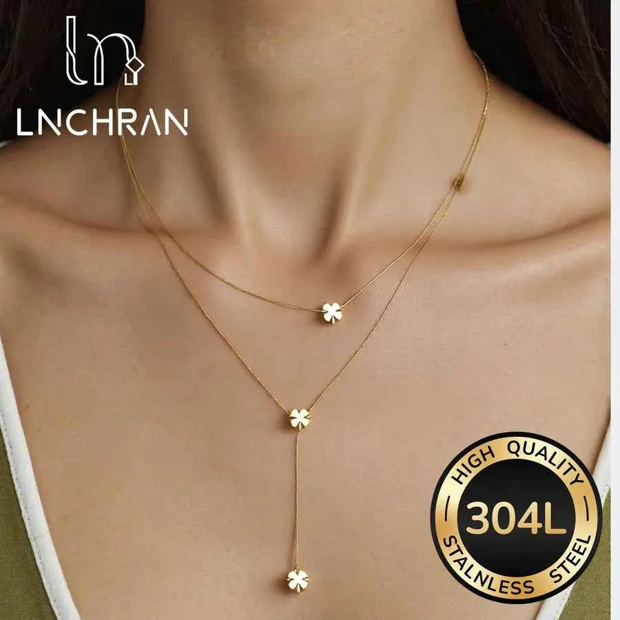 Gold & Silver Four-Leaf Clover Tassel Necklace