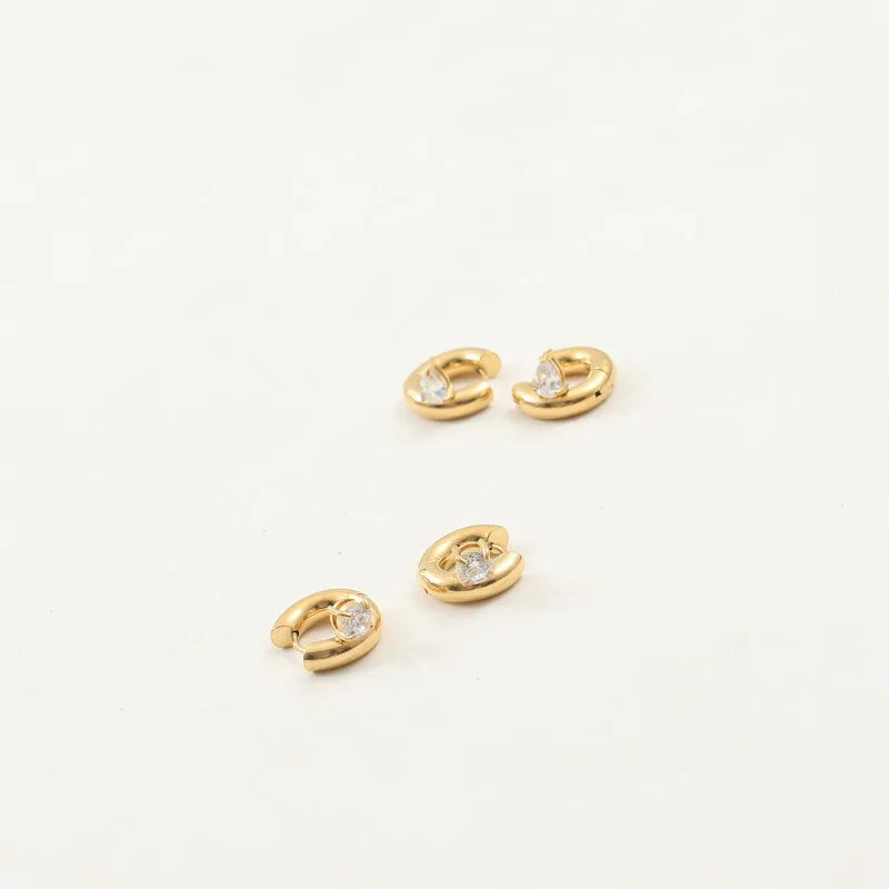 18K Gold Plated Zircon Hoop Earrings
