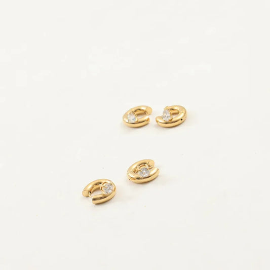 18K Gold Plated Zircon Hoop Earrings