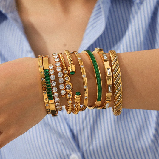 18K Gold PVD Stainless Steel Luxury Bangle