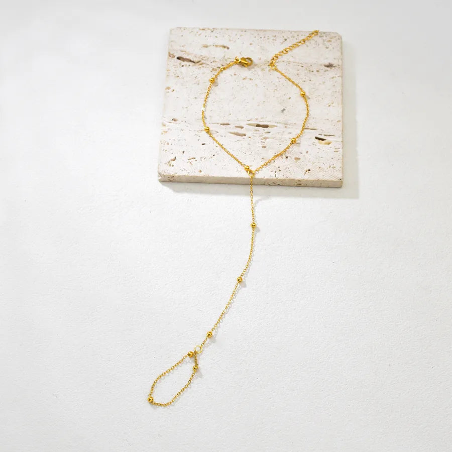 Gold Stainless Steel Finger Chain Bracelet