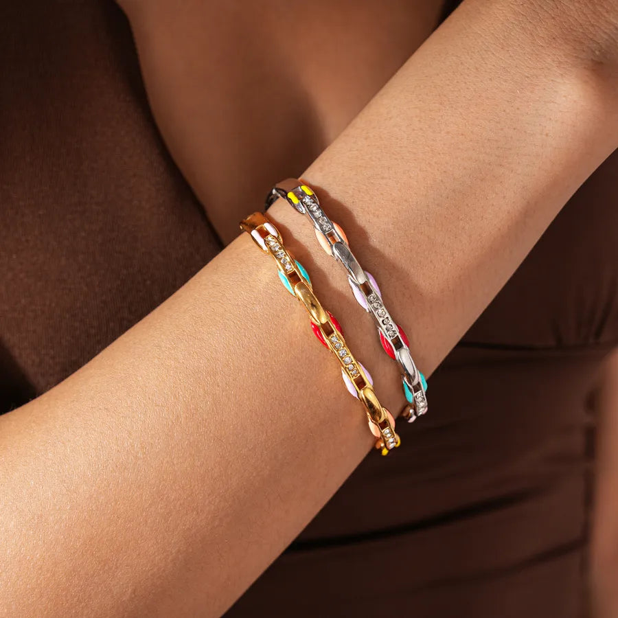 Elegant Geometric Diamond Bangle Bracelet