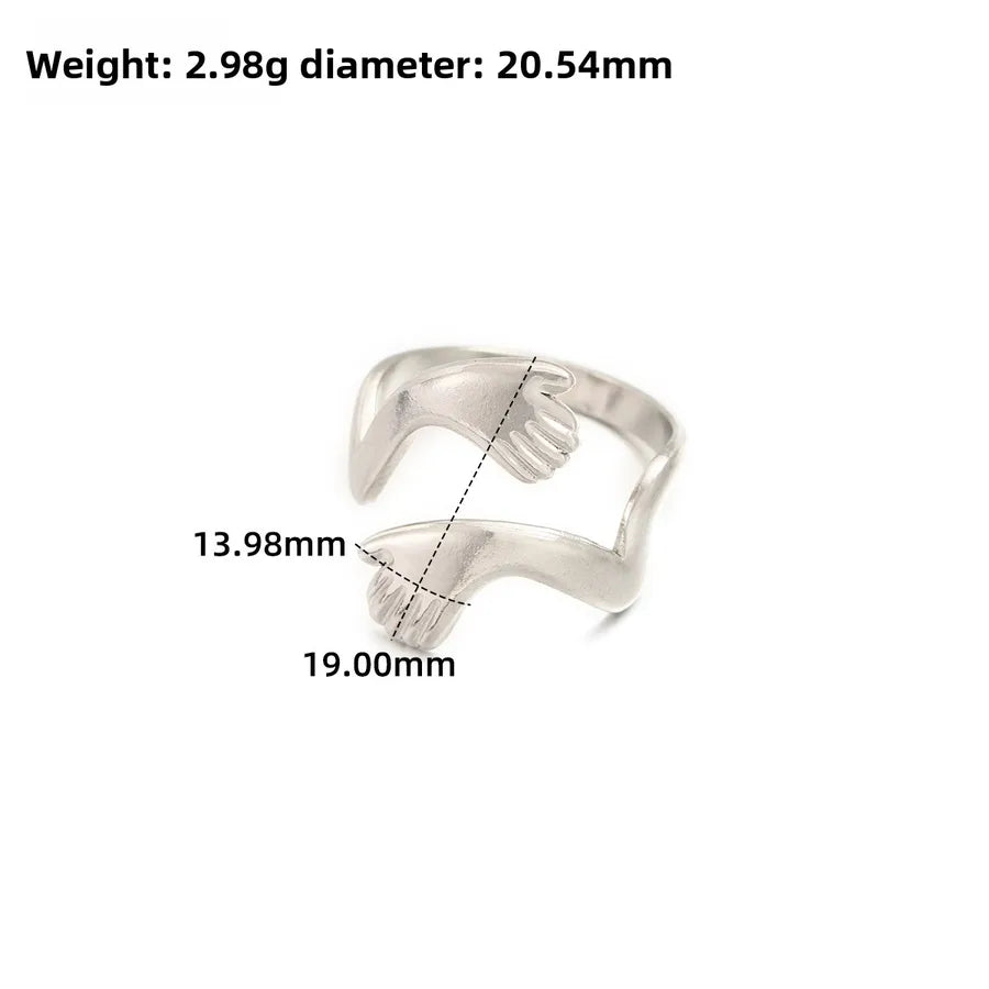 Gold Open Heart Stainless Steel Ring Adjustable Opening J313-Y Steel Color