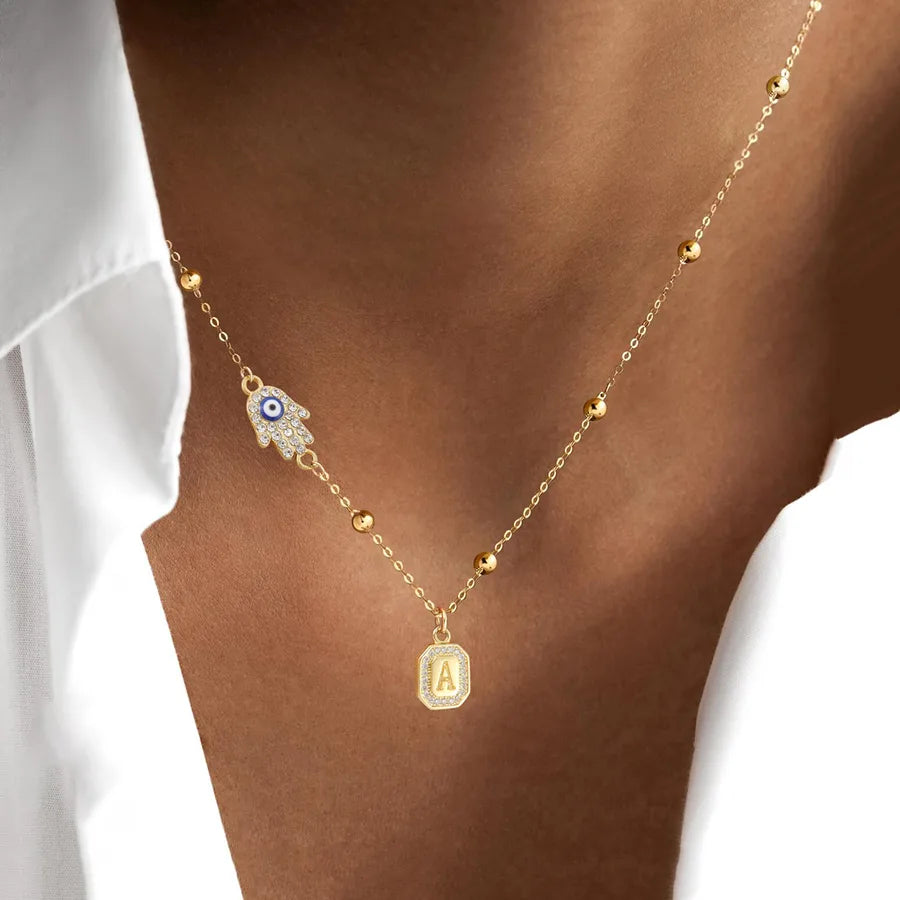 18K Gold Plated Hand of Fatima Pendant Necklace