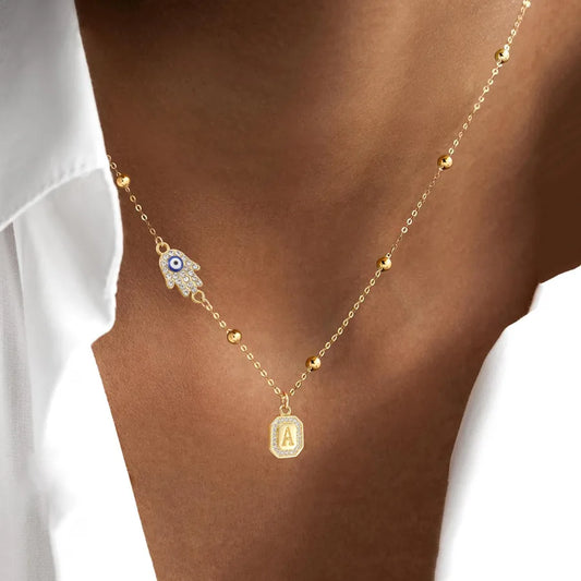 18K Gold Plated Hand of Fatima Pendant Necklace