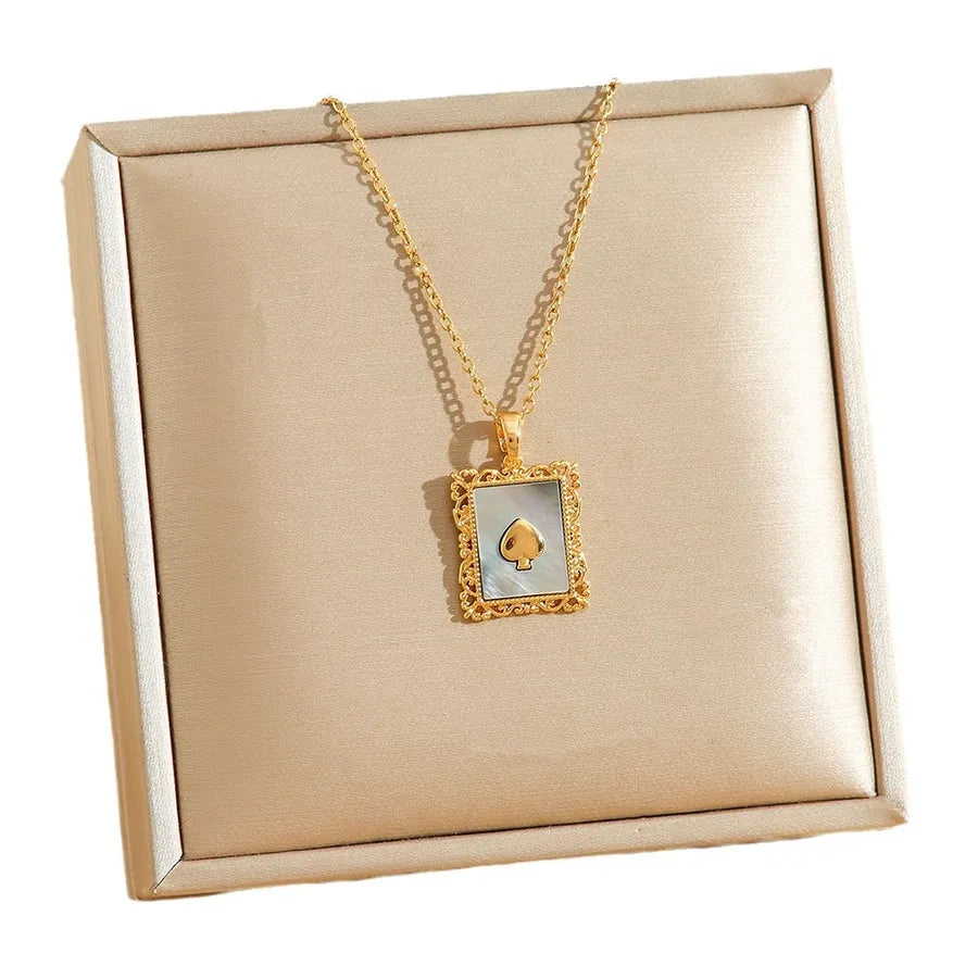 Abalone Shell Pearl Geometric Pendant Necklace