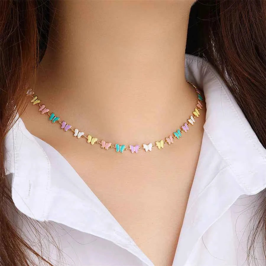 Gold Butterfly Pendant Necklace for Women