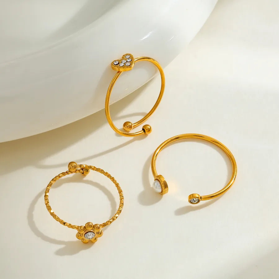 18K Gold Sun & Heart Open Ring for Women