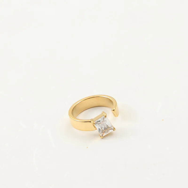 18K Gold Plated Titanium Steel Open Ring Gold No. 8 A1975