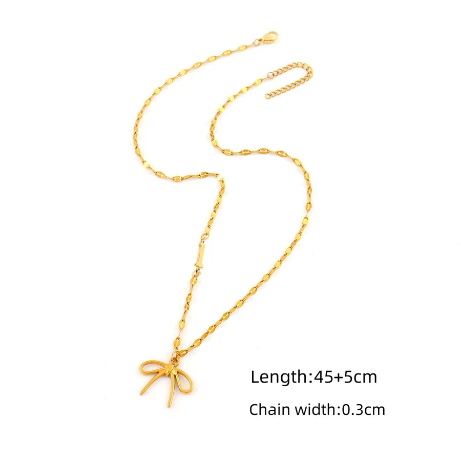 Gold Butterfly Knot Pendant Necklace Gold I