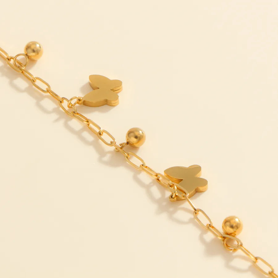 18K Gold Plated Butterfly Bead Bracelet