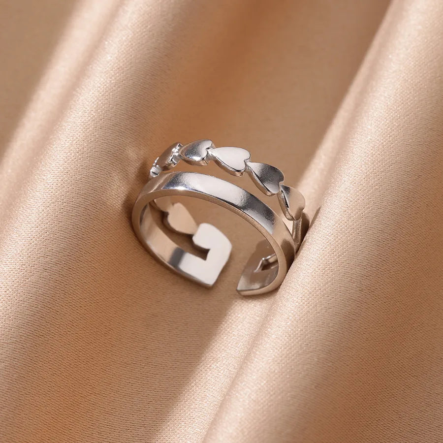 18K Gold Plated Cross & Heart Open Ring