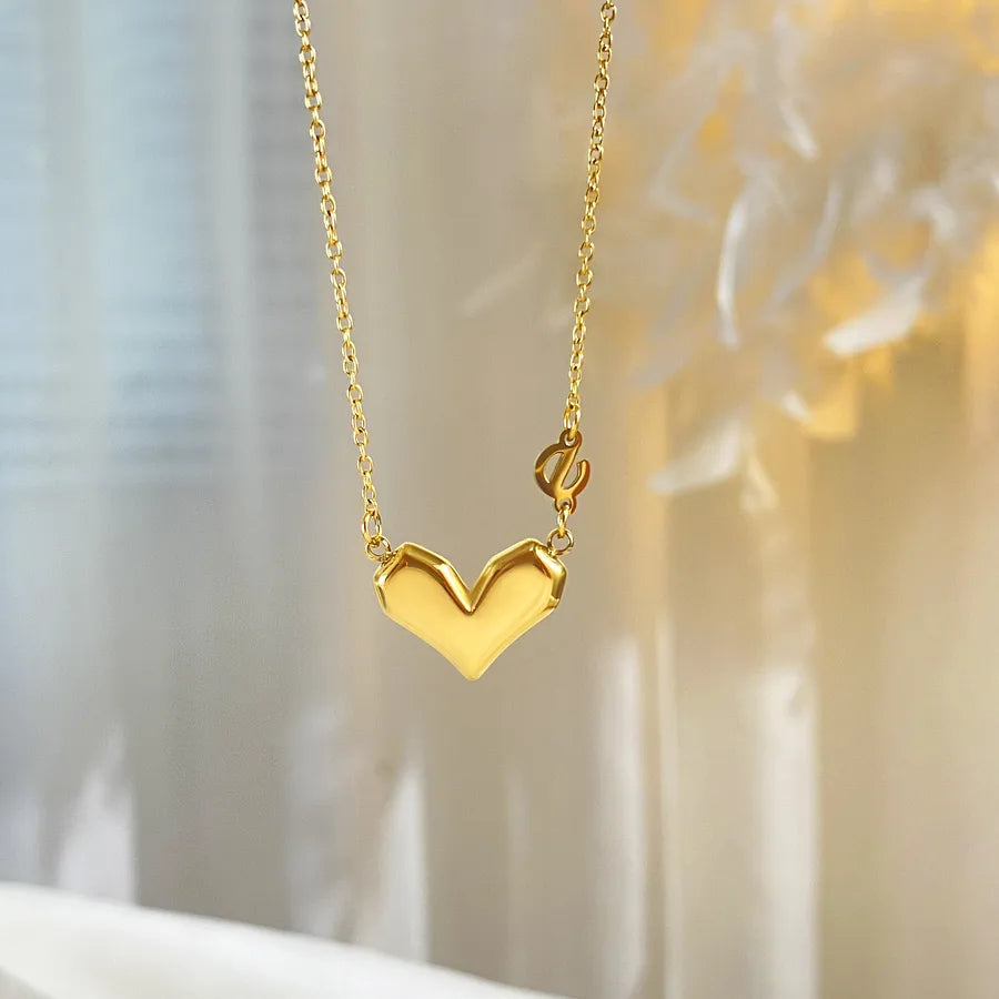 Gold Plated Titanium Letter V Pendant Necklace