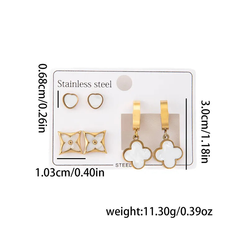 Titanium Steel Heart Earrings for Women Flower Love Earrings 0969