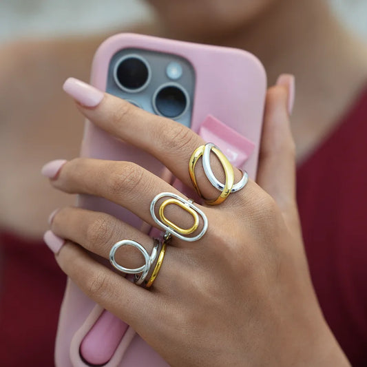 18K Gold Plated Geometric Adjustable Open Ring