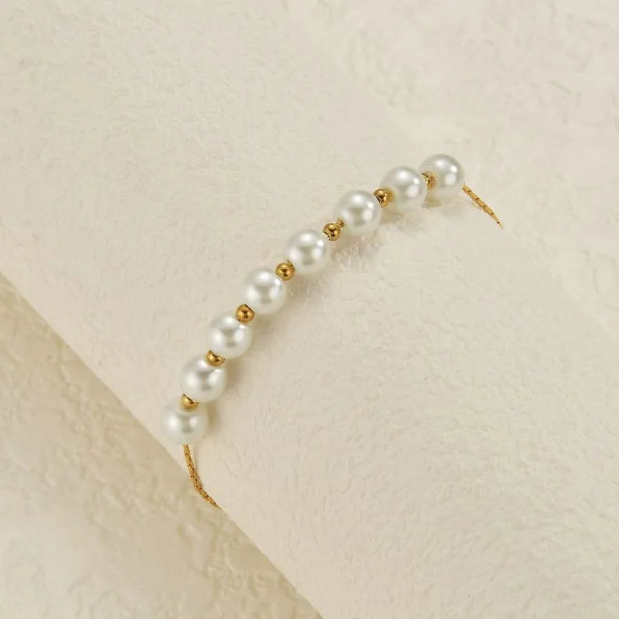 Gold Plated Pearl Beaded Bracelet for Women