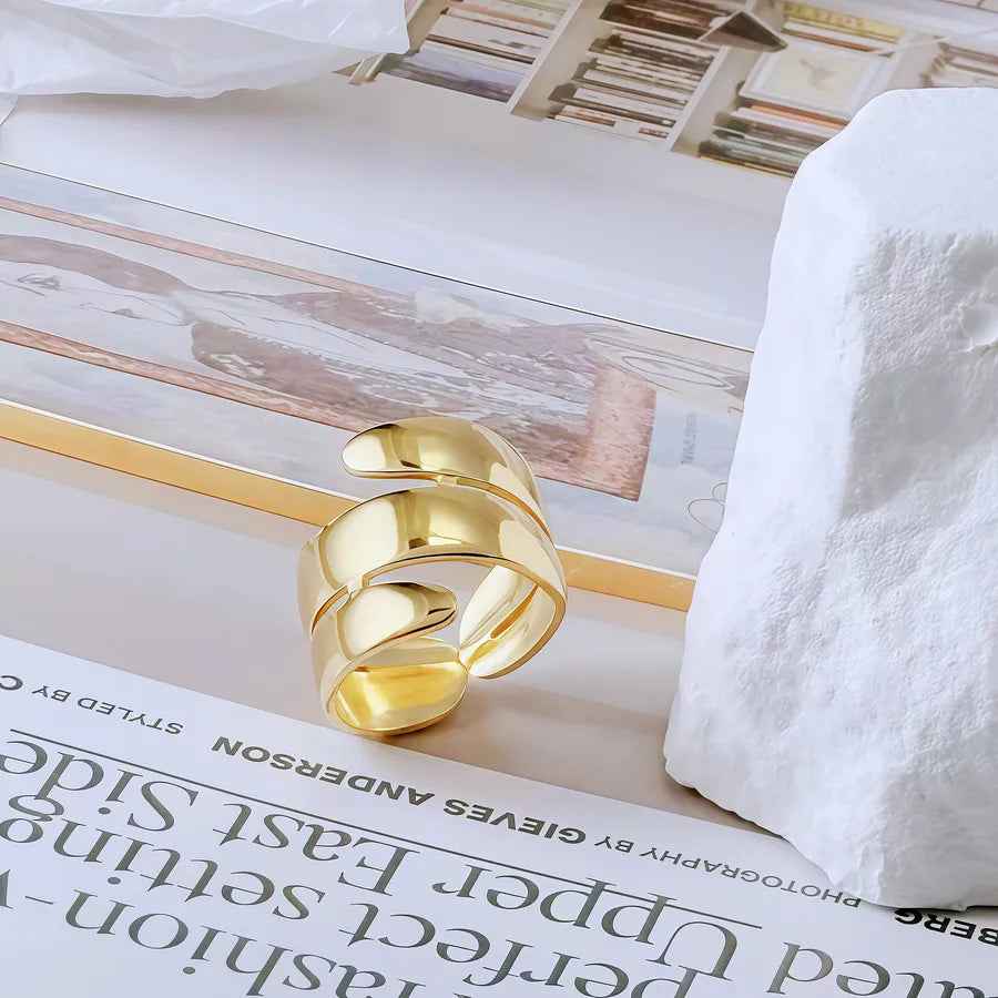 Gold Bamboo Titanium Steel Open Ring Adjustable Opening Golden Hydraulic J92