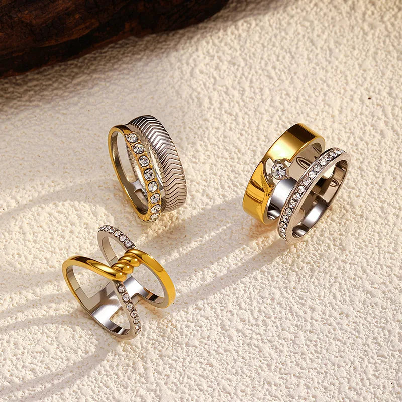 Gold Fishbone Stainless Steel Open Ring