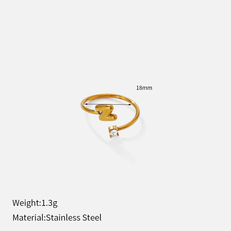 Gold Plated Adjustable Letter Ring for Women YHTSR-250780 (letter Z)