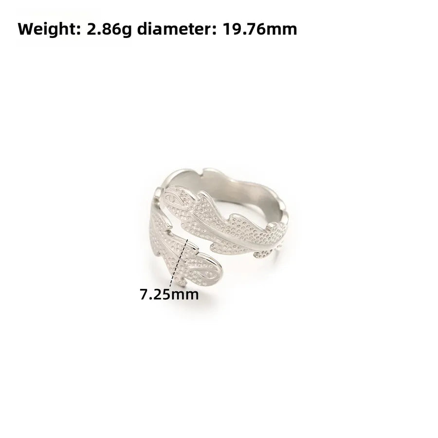 Gold Open Heart Stainless Steel Ring Adjustable Opening J303-Y Steel Color