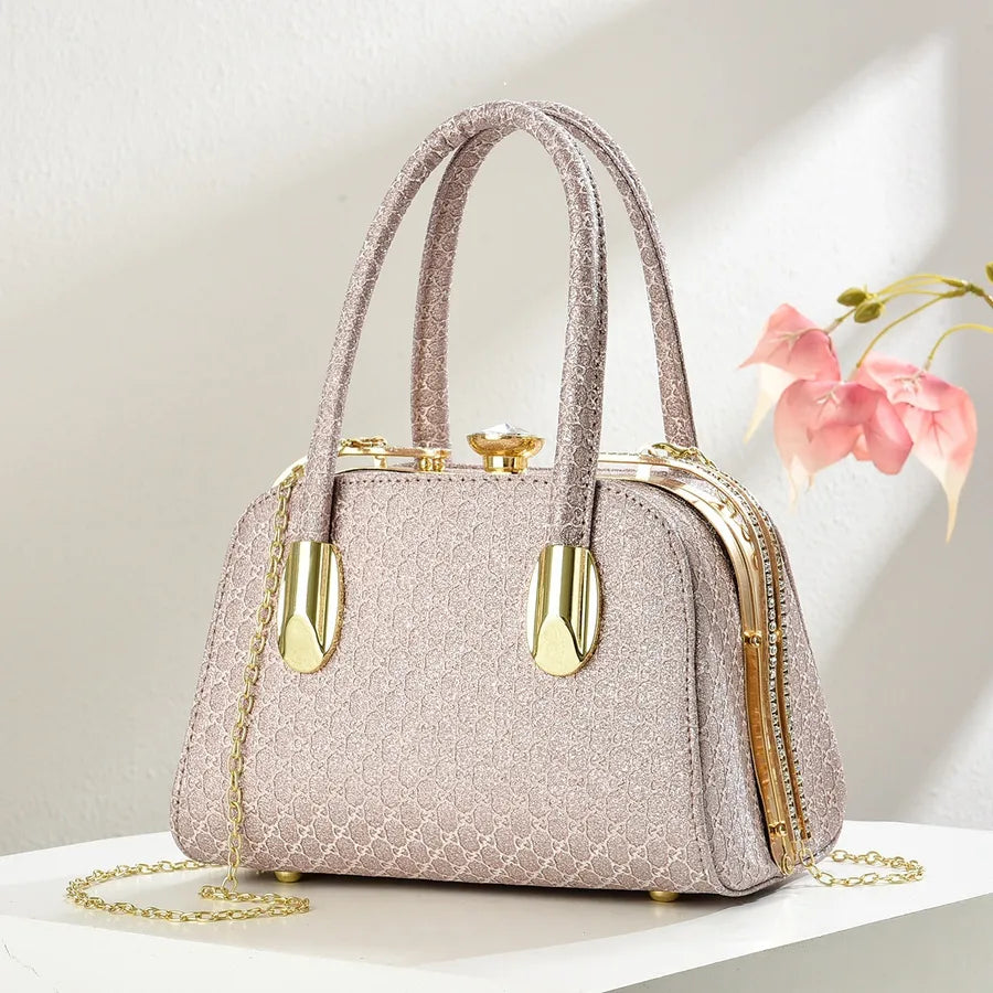 Diamond Pattern PU Evening Bag Purple