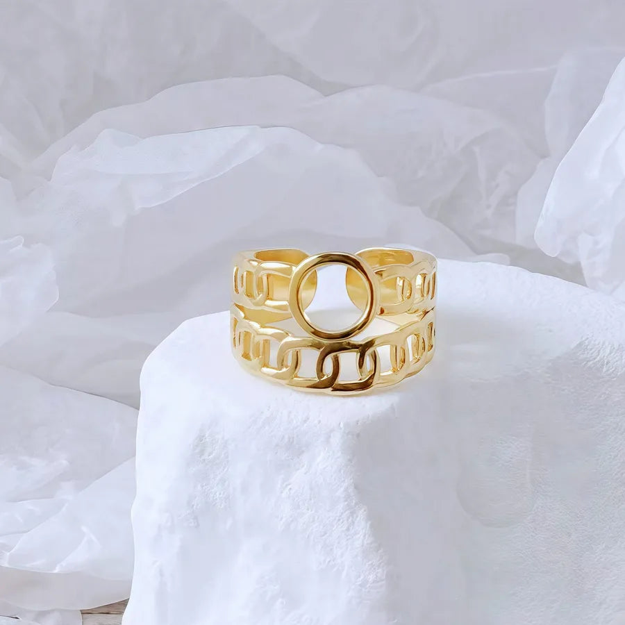 Gold Bamboo Titanium Steel Open Ring Adjustable Opening Golden Hydraulic J13