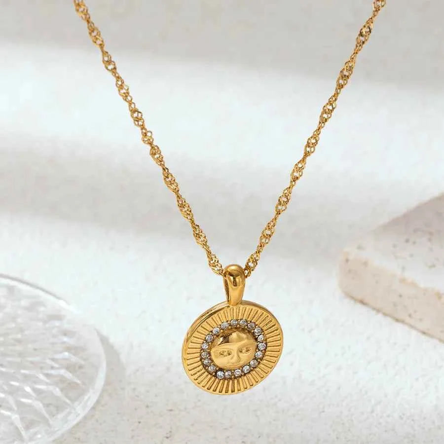 18K Gold Heart Pendant Stainless Steel Necklace