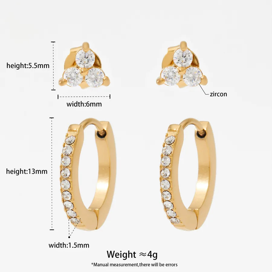 Gold Plated Clover & Hoop Stainless Steel Earrings