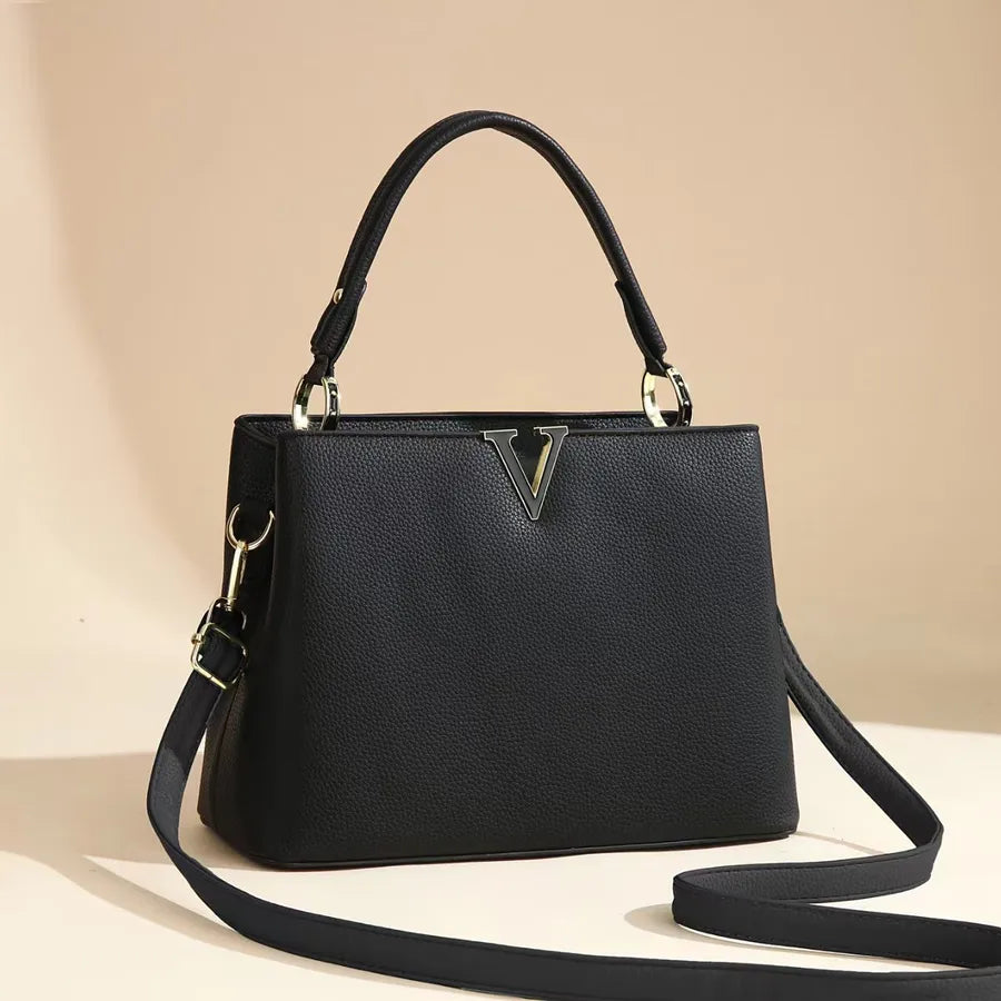 Elegant Lightweight Women's Shoulder Handbag Black 29*11*19.5CM
