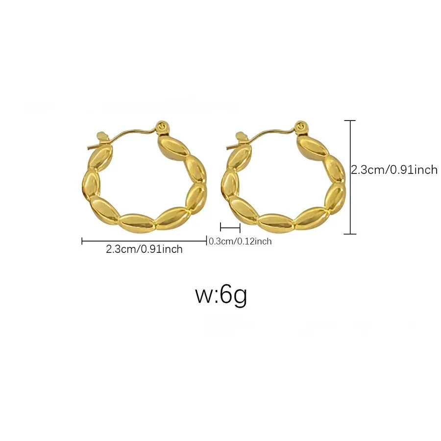 Elegant Gold Titanium Steel Hoop Earrings Gold Earrings 14