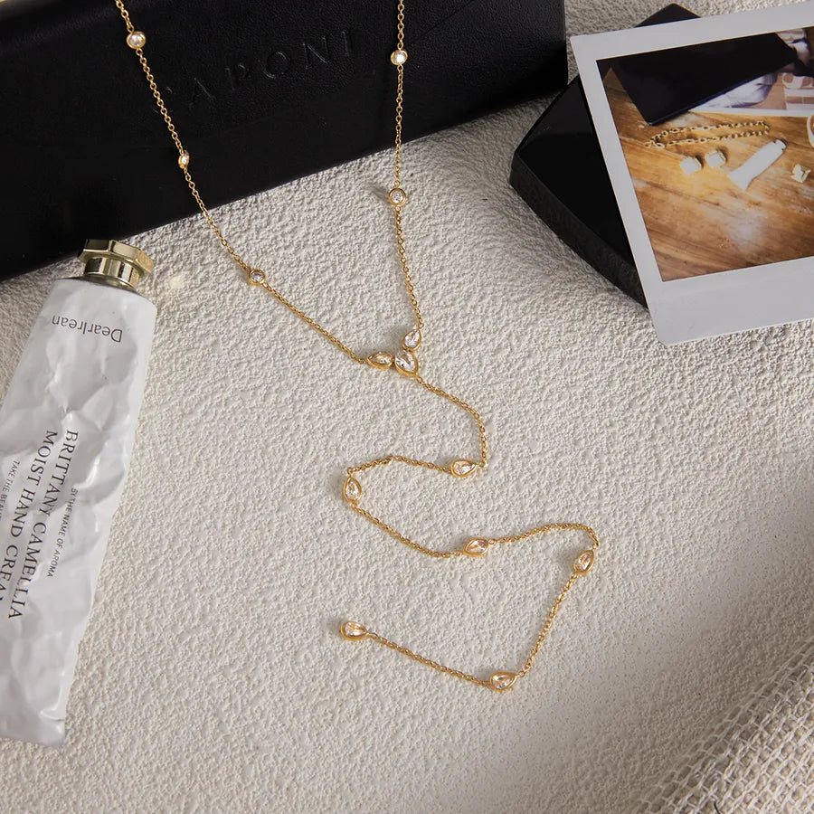 Gold Y-Chain Stainless Steel Pendant Necklace