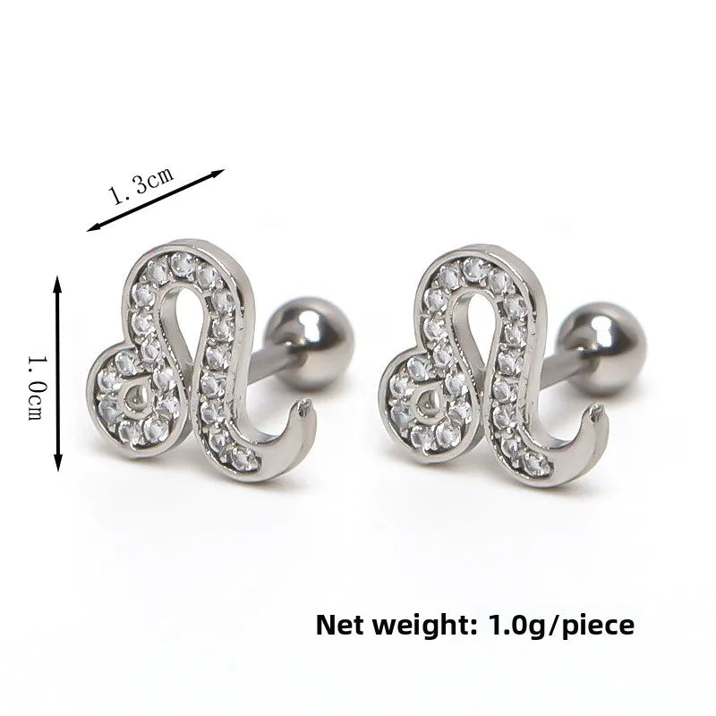 Leo Zodiac Sign Stud Earrings – Gold Stainless Steel