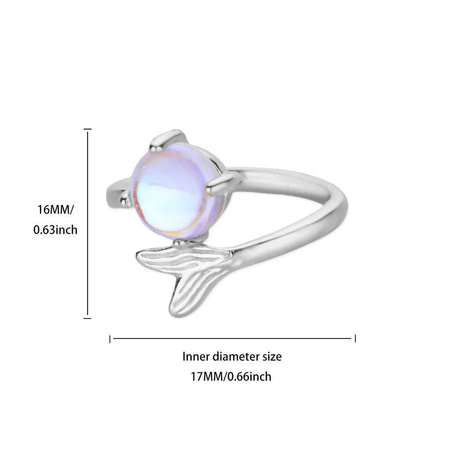 Elegant 18K Gold Zircon Fish Tail Ring Adjustable Opening JZ8064P