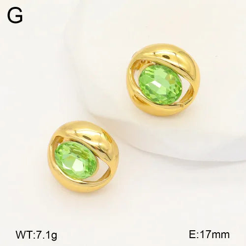 18K Gold Plated Round Stud Earrings for Women