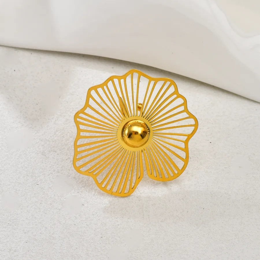 18K Gold Geometric Stainless Steel Ring for Women Opening