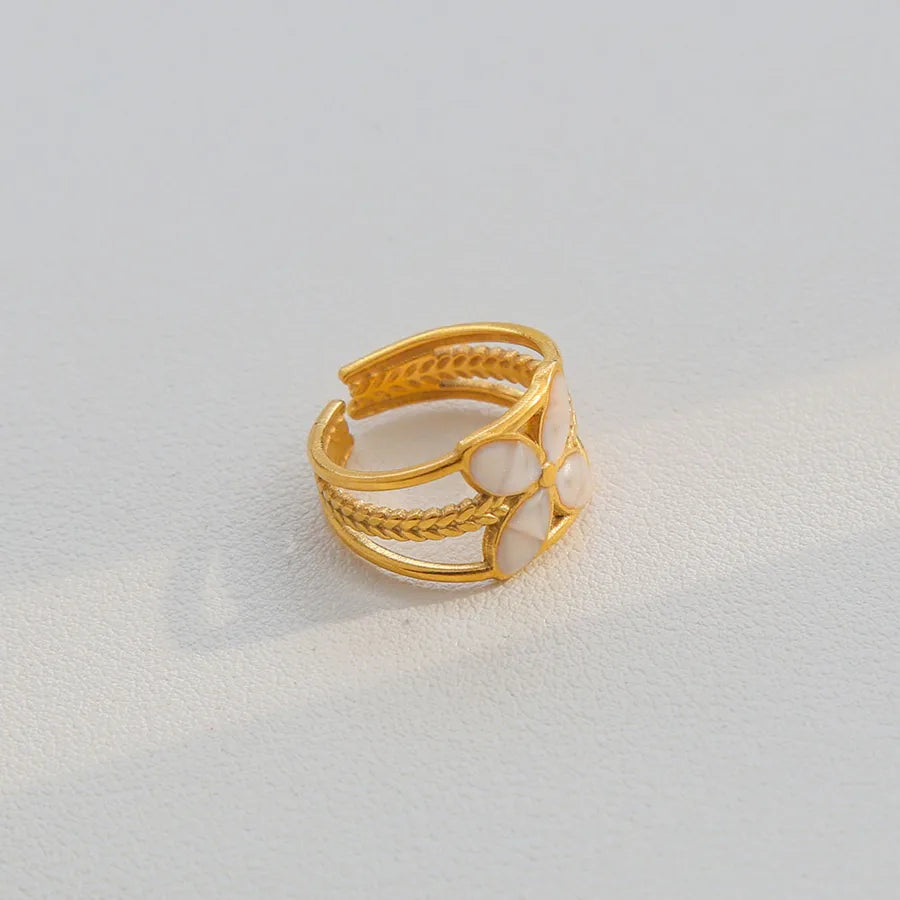 French Vintage Open Ring in Gold Stainless Steel 264