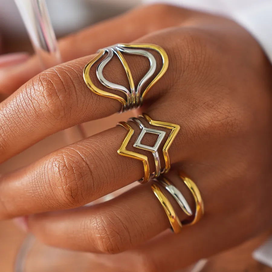 18K Gold Plated Geometric Open Ring