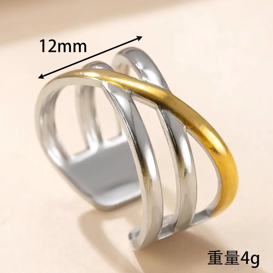Geometric Gold-Plated Titanium Steel Ring Average Size YYJZ700