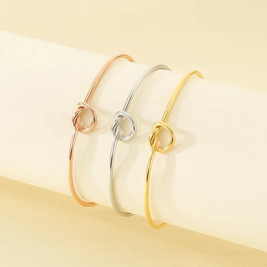 Knotted Bead 18K Gold Stainless Steel Bracelet