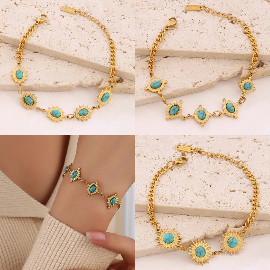 Blue Lapis Lazuli Stainless Steel Bracelet