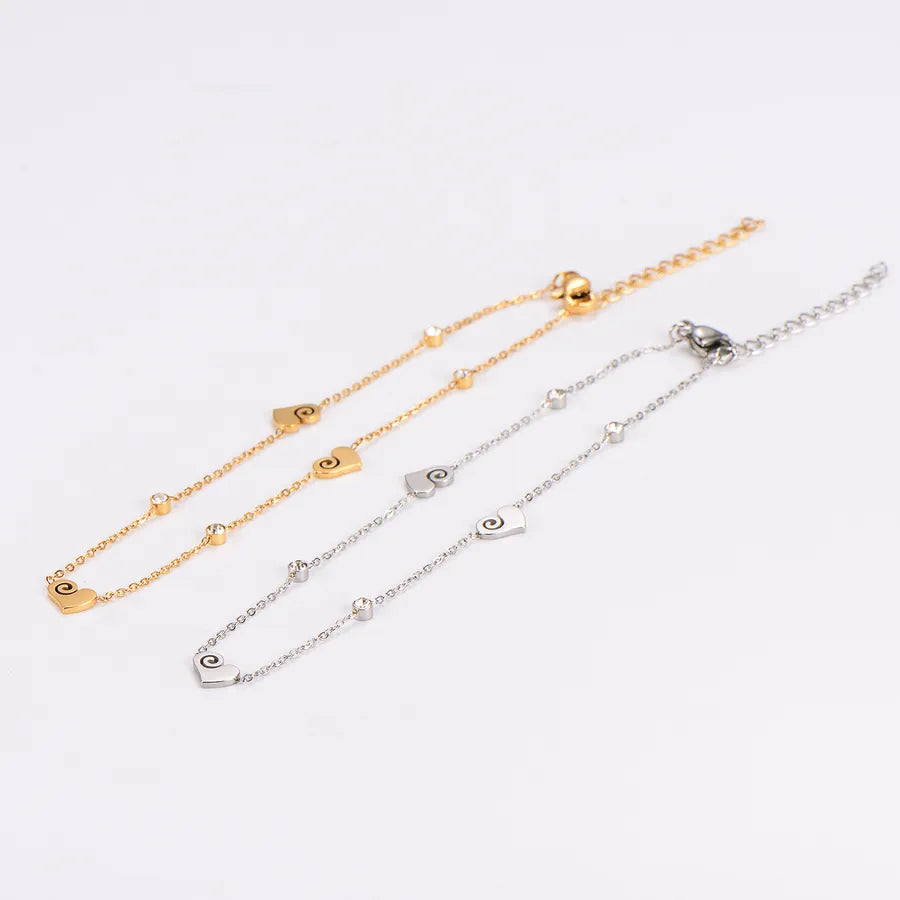 Gold Heart Cloud Stainless Steel Anklet