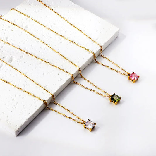 Gold Plated Geometric Diamond Pendant Necklace